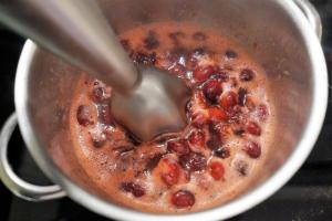 17) Cranberry-Kompott zubereiten und mit einem Pürierstab... 